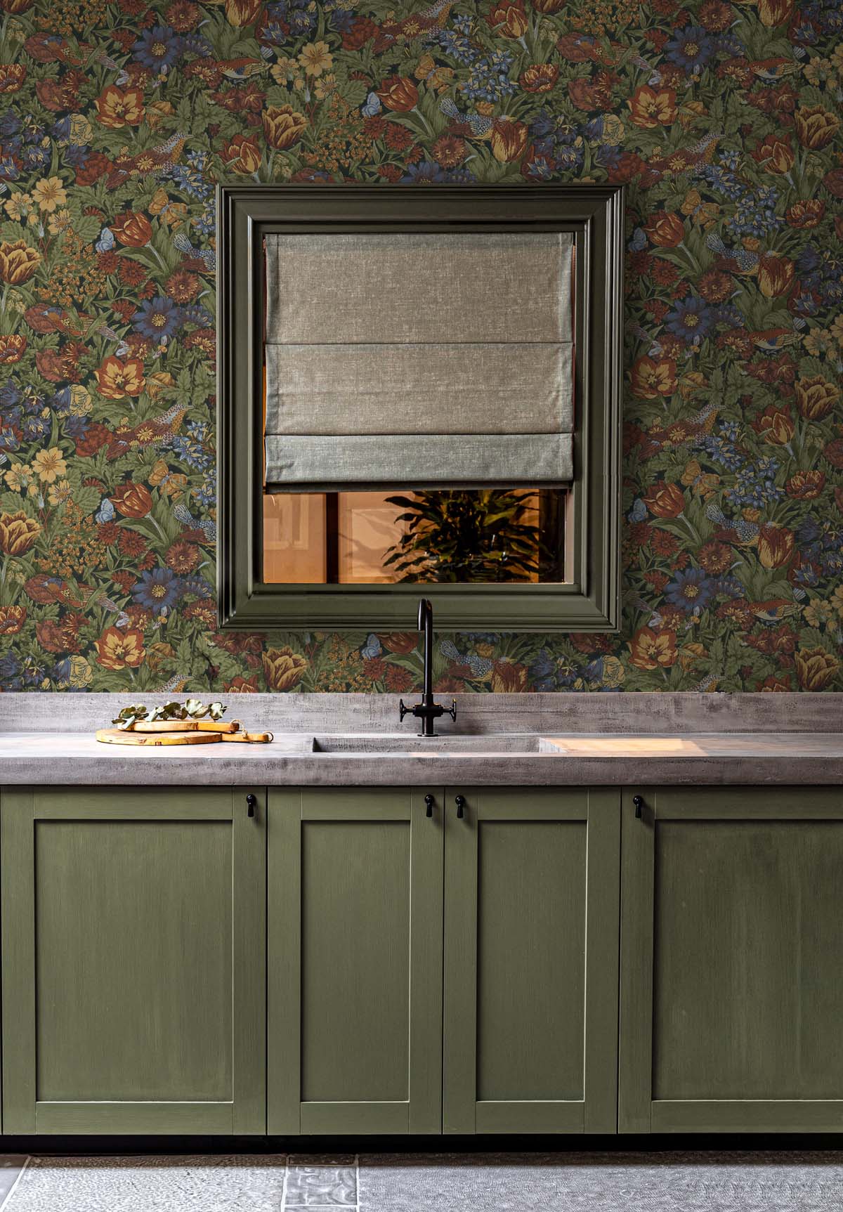 Bird Floral Russet & Riverside by NextWall Peel & Stick Floral Bird Wallpaper – NextWall NW46005