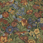 Bird Floral peel and stick wallpaper pattern with birds and florals in russet, blue, and green.