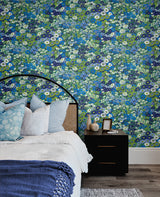 Floral Meadow Bright Blue & Sap Green by NextWall Peel & Stick Wildflower Peel & Stick Wallpaper – NextWall NW46102