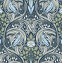 Bird Ogee peel and stick wallpaper in navy and fern green by NextWall (NW46204)