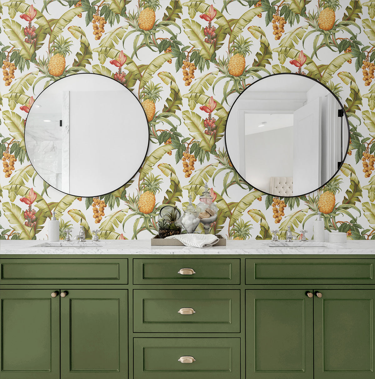 Pineapple Floral Off-White by NextWall Peel & Stick Botanical Wallpaper – NextWall NW46305