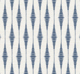 Striped Ikat peel and stick wallpaper in navy blue and linen with vertical ikat stripes
