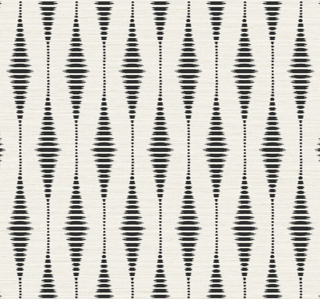 Striped Ikat wallpaper in Ebony & Linen with vertical ikat stripe pattern