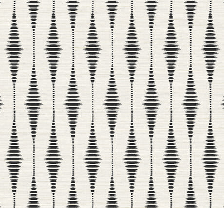 Striped Ikat wallpaper in Ebony & Linen with vertical ikat stripe pattern