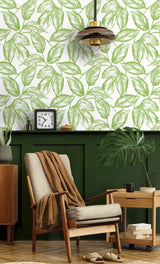 Sketched Leaves Greenery by NextWall Peel & Stick Botanical Wallpaper – NextWall NW46904