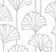 Gingko Leaf Ebony peel and stick wallpaper with ginkgo leaf linework pattern