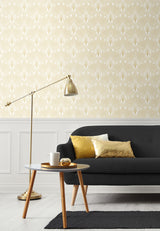 Peacock Leaves Metallic Gold by NextWall Peel & Stick Botanical Wallpaper – NextWall NW47305