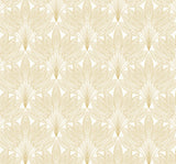 Peacock Leaves metallic gold peel and stick wallpaper with repeating leaf motif