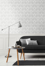 Peacock Leaves Metallic Silver by NextWall Peel & Stick Botanical Peel & Stick Wallpaper – NextWall NW47308