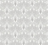 Peacock Leaves metallic silver peel and stick wallpaper pattern