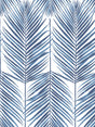 Coastal blue palm frond botanical peel and stick wallpaper pattern