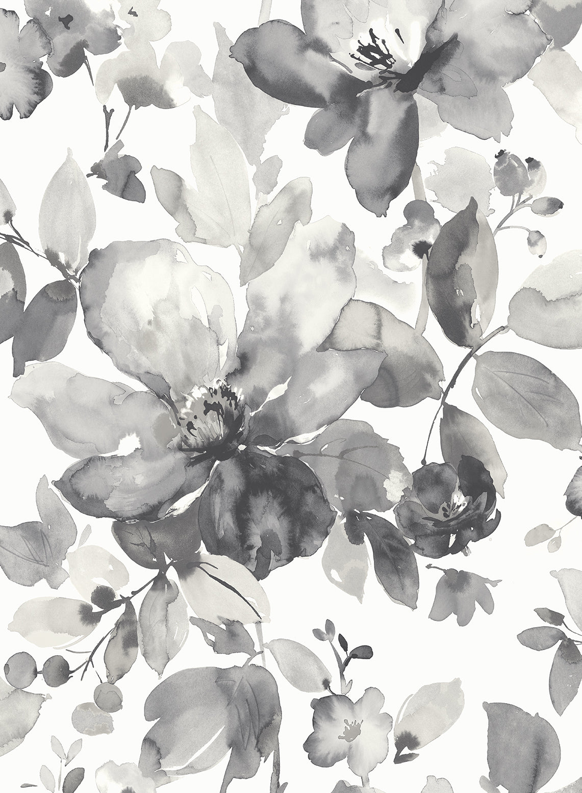 Watercolor Flower Inkwell by NextWall Peel & Stick Watercolor Floral Peel & Stick Wallpaper – NextWall NW47800-Sample