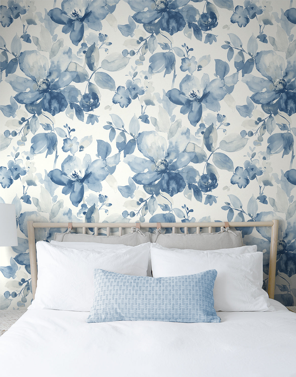 Watercolor Flower Bluestone by NextWall Peel & Stick Watercolor Floral Peel & Stick Wallpaper – NextWall NW47802-Sample
