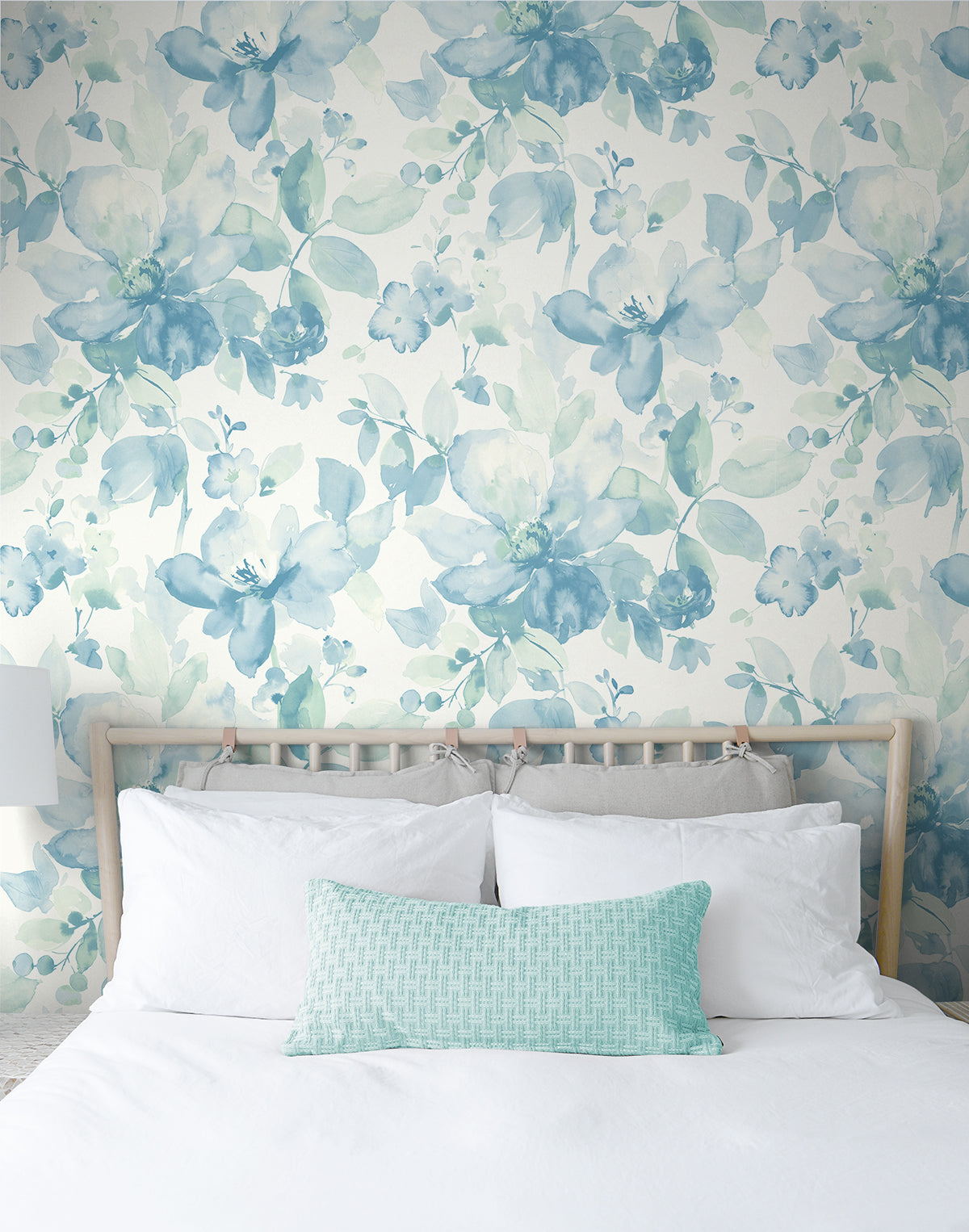 Watercolor Flower Seaglass by NextWall Peel & Stick Floral Wallpaper – NextWall NW47804 -Sample