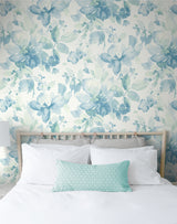 Watercolor Flower Seaglass by NextWall Peel & Stick Floral Wallpaper – NextWall NW47804 -Sample