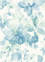 Watercolor Flower Seaglass by NextWall Peel & Stick Floral Wallpaper – NextWall NW47804 -Sample