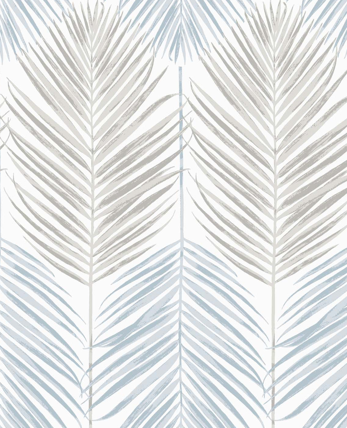 Two Toned Palm peel and stick wallpaper pattern in Blue Mist and Daydream Grey