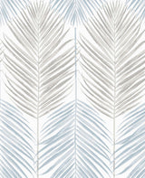 Two Toned Palm peel and stick wallpaper pattern in Blue Mist and Daydream Grey