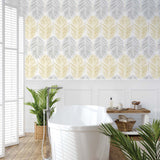 Two Toned Palm Wheat & Daydream Grey by NextWall Peel & Stick Two-Tone Palm Peel & Stick Wallpaper – NextWall NW47903
