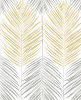 Two Toned Palm peel and stick wallpaper in wheat and daydream grey palm fronds