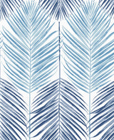 Two Toned Palm Blue Lagoon peel and stick wallpaper with blue palm fronds by NextWall