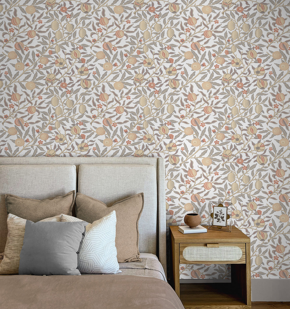 Pomegranate Daydream Grey & Melon by NextWall Peel & Stick Botanical Wallpaper – NextWall NW48003