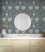 Ogee Flora Indigo Dye & Sage by NextWall Peel & Stick Botanical Vinyl Wallpaper – NextWall NW48202
