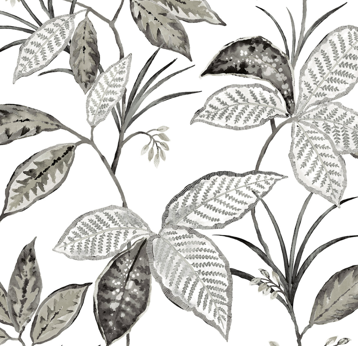 Greystone botanical leaf trail peel and stick wallpaper pattern