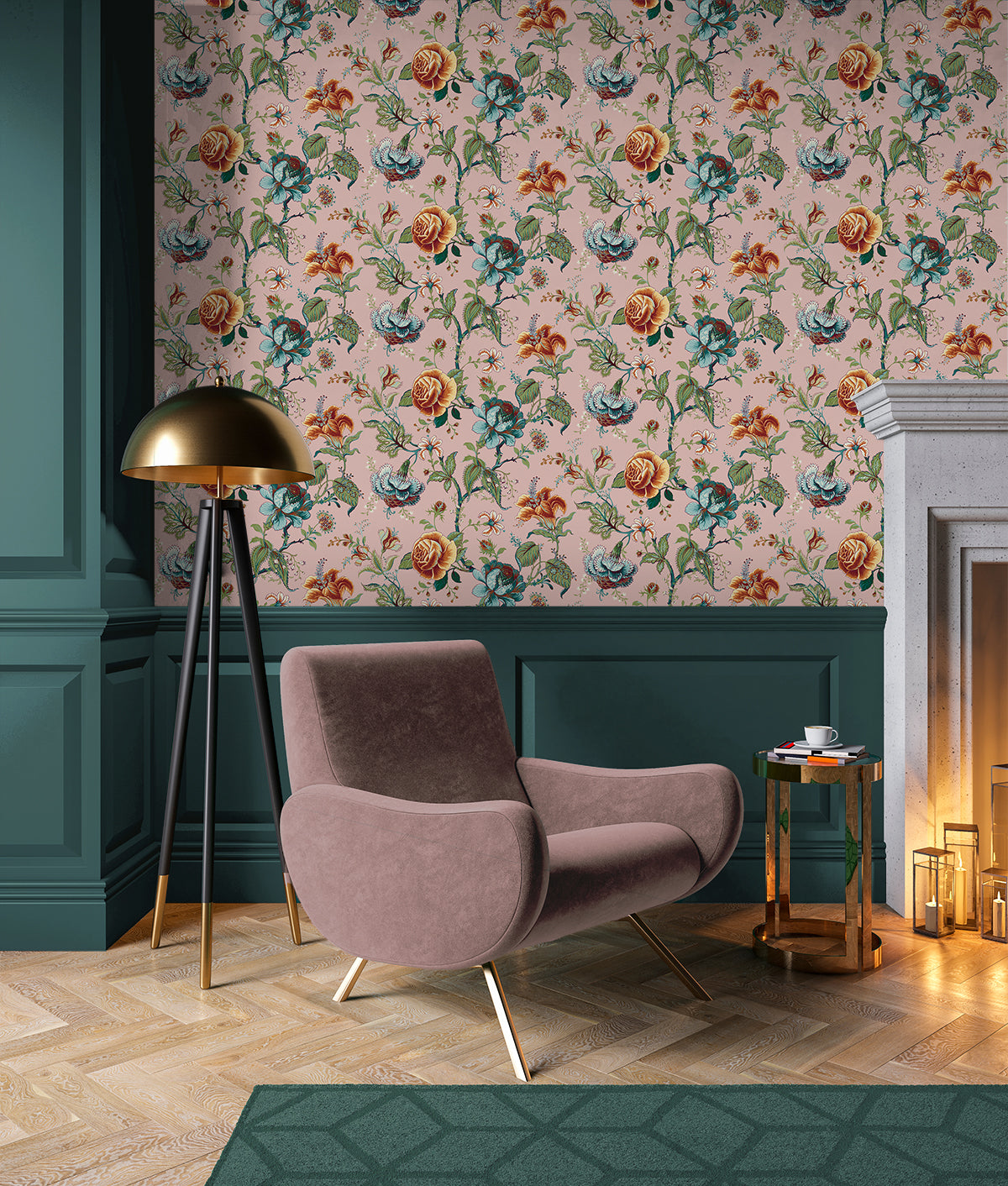 Sanibel Floral Trail Rose Ash by NextWall Peel & Stick Floral Peel & Stick Wallpaper – NextWall NW48601