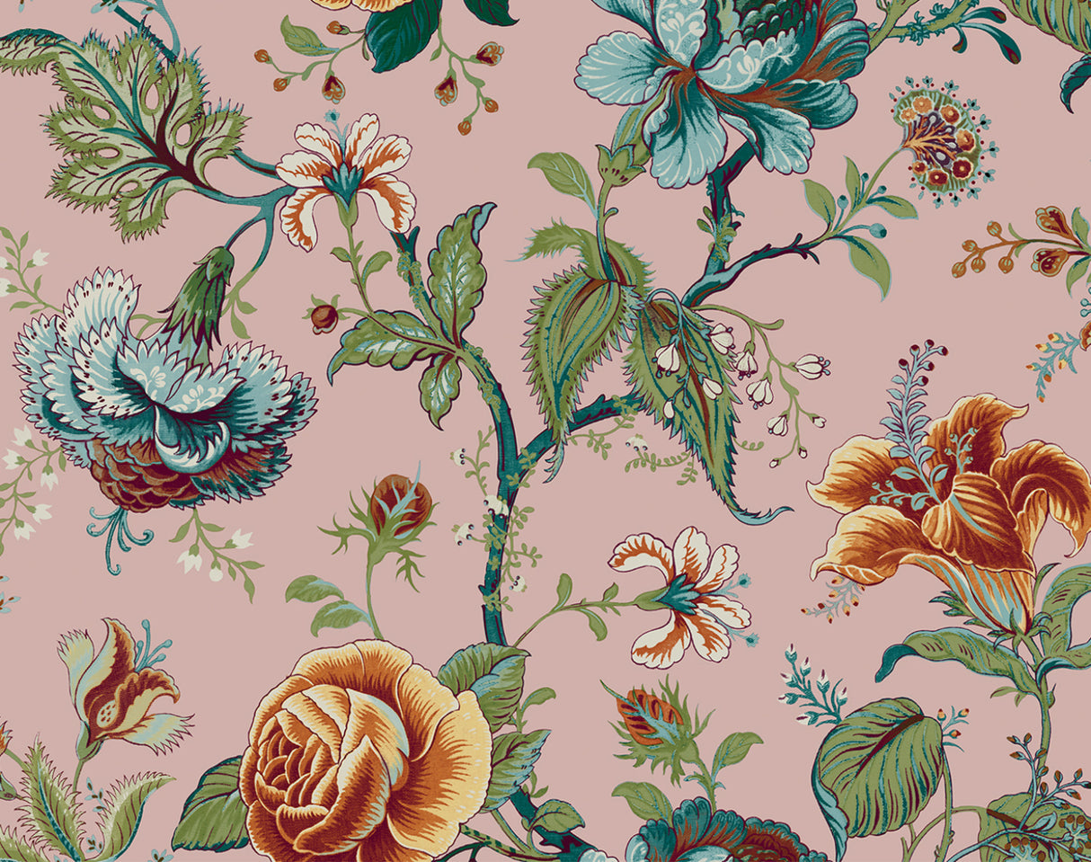 Sanibel Floral Trail in Rose Ash peel and stick floral wallpaper