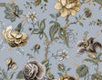 Sanibel Floral Trail peel and stick wallpaper with traditional floral vines and blossoms on a periwinkle background.