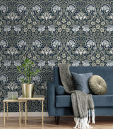 Vintage Rose Bluestone by NextWall Peel & Stick Floral Peel & Stick Wallpaper – NextWall NW49002