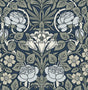 Vintage Rose Bluestone floral peel and stick wallpaper with vintage rose motif