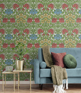 Vintage Rose Pale Carmine & Blue Lake by NextWall Peel & Stick Floral Peel & Stick Vinyl Wallpaper – NextWall NW49004