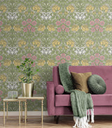 Vintage Rose Honey Bee & Posy Pink by NextWall Peel & Stick Floral Wallpaper – NextWall NW49007