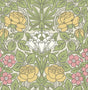 Vintage Rose peel and stick wallpaper in Honey Bee and Posy Pink floral pattern
