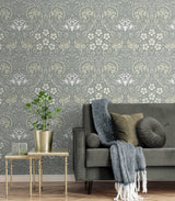 Vintage Rose Alloy Grey by NextWall Peel & Stick Floral Wallpaper – NextWall NW49008