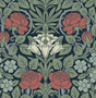 Vintage Rose peel and stick wallpaper in midnight blue and sage floral pattern