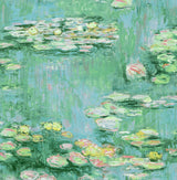Lily Pond peel and stick wallpaper in hunter green and lakeside with impressionistic water lily design