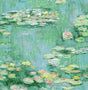 Lily Pond peel and stick wallpaper in hunter green and lakeside with impressionistic water lily design