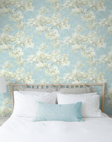 Cherry Blossom Grove Blue Mist & Green Tea by NextWall Peel & Stick Impressionistic Floral Wallpaper – NextWall NW50102-Sample