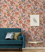 Kianna Jacobean Blush by NextWall Peel & Stick Jacobean Floral Peel & Stick Wallpaper – NextWall NW50201