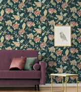 Kianna Jacobean Victorian Jade by NextWall Peel & Stick Jacobean Floral Peel & Stick Wallpaper – NextWall NW50204