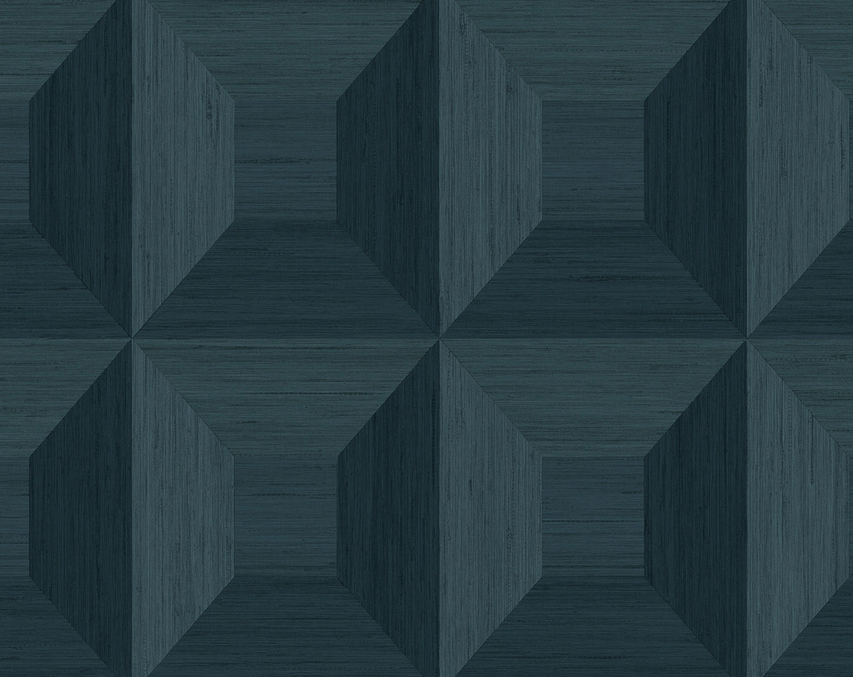 NextWall Quadrant Geo peel and stick wallpaper in denim blue geometric pattern