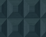 NextWall Quadrant Geo peel and stick wallpaper in denim blue geometric pattern