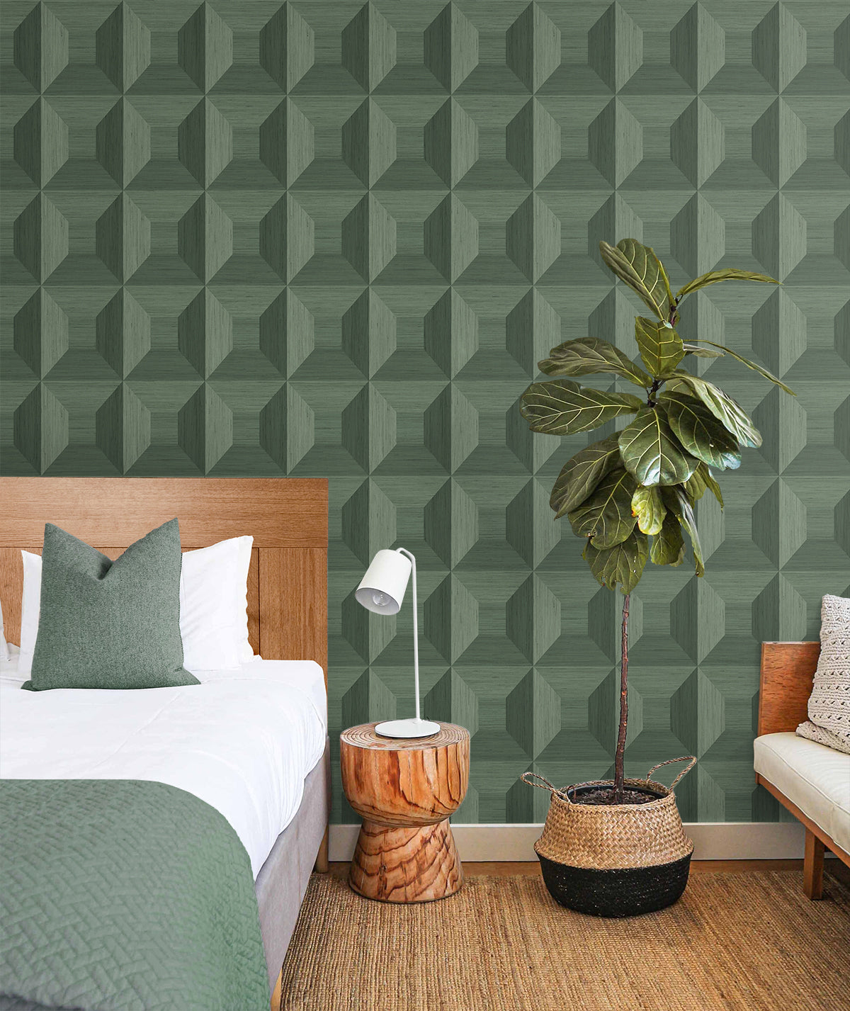 Quadrant Geo Sage Green by NextWall Peel & Stick Geometric Peel & Stick Wallpaper – NextWall NW50304