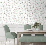 Blossom Floral Trail Blush & Spearmint by NextWall Peel & Stick Floral Wallpaper – NextWall NW50401