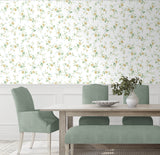Blossom Floral Trail Wheatfield & Sage by NextWall Peel & Stick Floral Wallpaper – NextWall NW50403