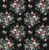 Floral Bunches ebony peel and stick wallpaper with scattered floral bouquets
