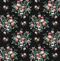Floral Bunches ebony peel and stick wallpaper with scattered floral bouquets